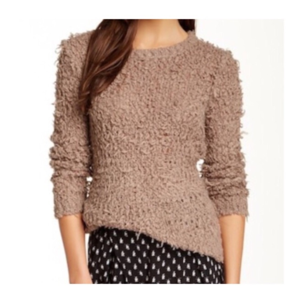 Free People Brown Fuzzy Pullover Knit Sweater